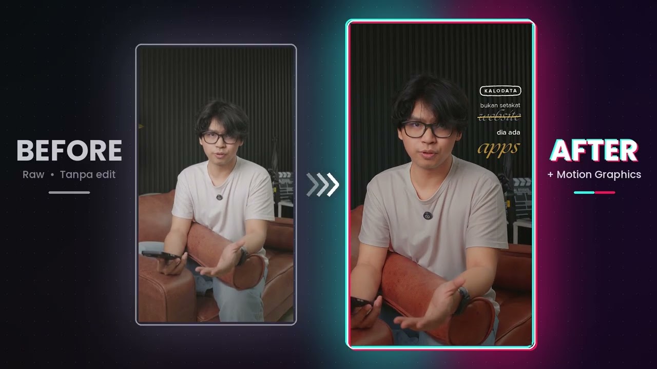 Contoh video sebelum dan selepas editing CapCut PC